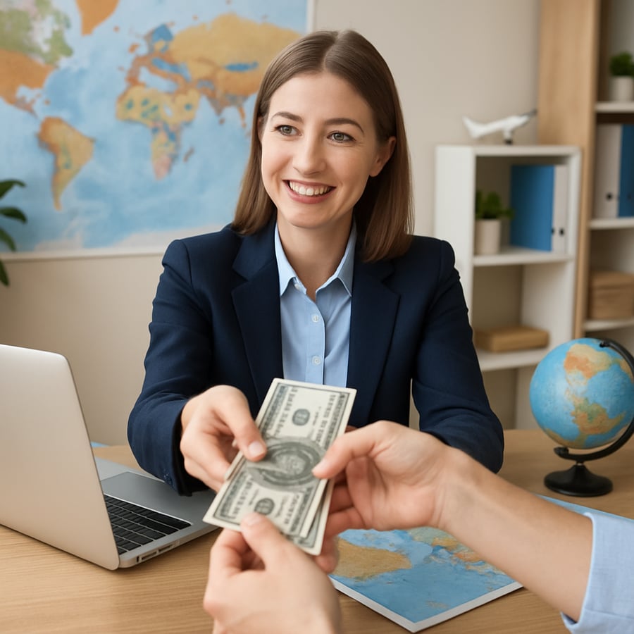 Travel agent making money 