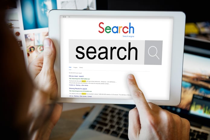 online search on tablet